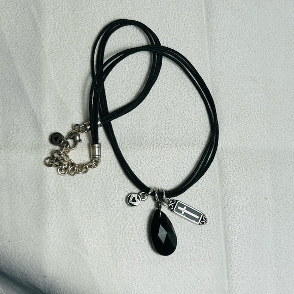 Brighton Blessings Cross Necklace 3 Pendants Crystal Black Cord Silver Plated - Picture 11 of 11